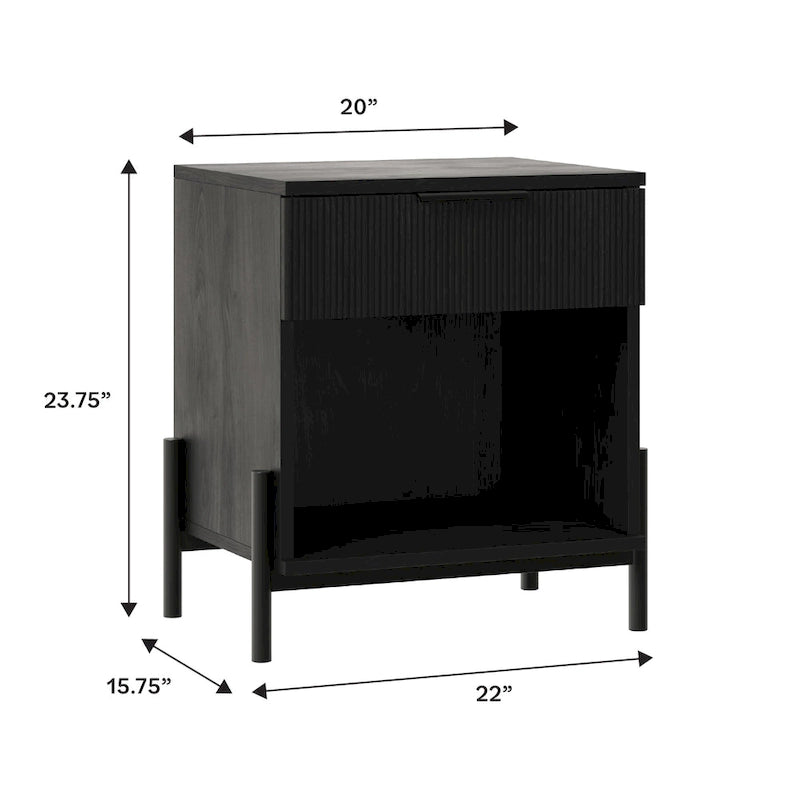 Middlebrook Designs Modern Fluted-Drawer Nightstand