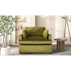 Green 37  Accent Chair with Plastic Legs and Decorative Pillows