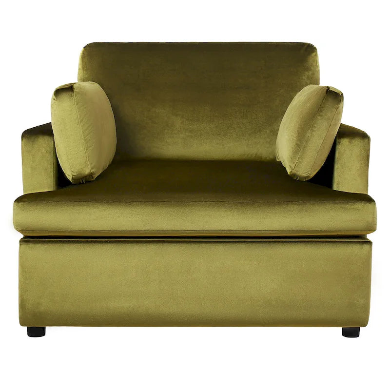 Green 37  Accent Chair with Plastic Legs and Decorative Pillows