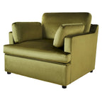 Green 37  Accent Chair with Plastic Legs and Decorative Pillows