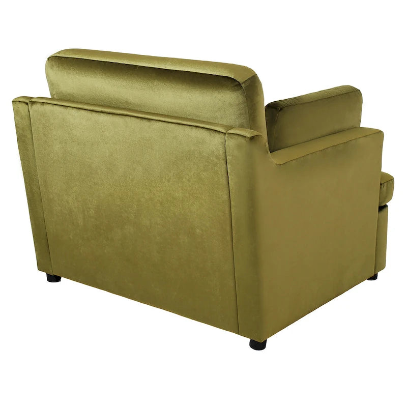 Green 37  Accent Chair with Plastic Legs and Decorative Pillows
