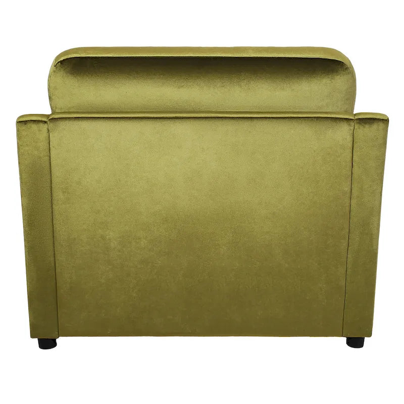 Green 37  Accent Chair with Plastic Legs and Decorative Pillows
