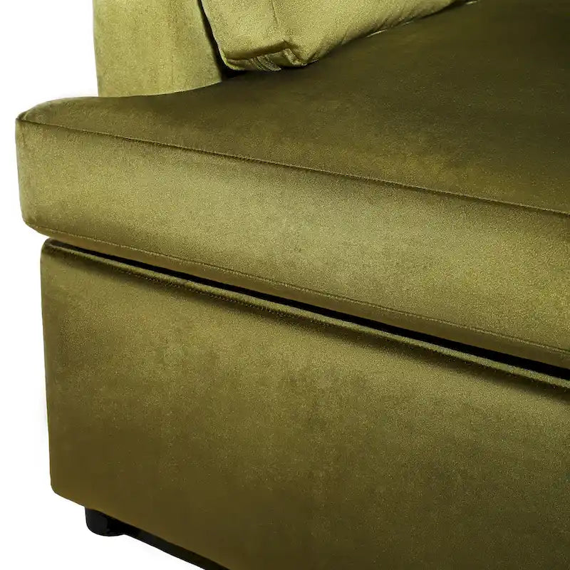 Green 37  Accent Chair with Plastic Legs and Decorative Pillows