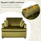 Green 37  Accent Chair with Plastic Legs and Decorative Pillows