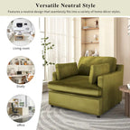 Green 37  Accent Chair with Plastic Legs and Decorative Pillows