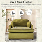 Green 37  Accent Chair with Plastic Legs and Decorative Pillows