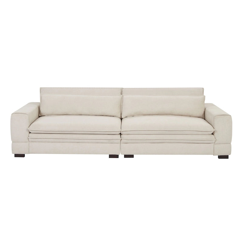Beige Modern 104.7  Large Fabric Sofa with Lumbar Pillows