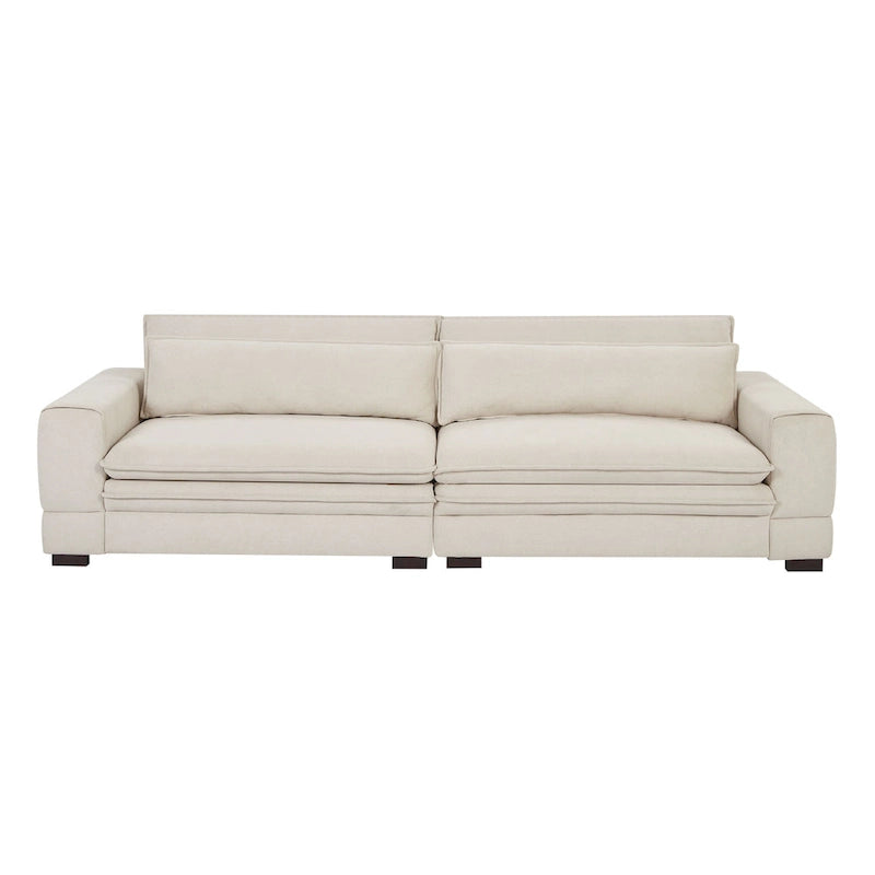 Beige Modern 104.7  Large Fabric Sofa with Lumbar Pillows