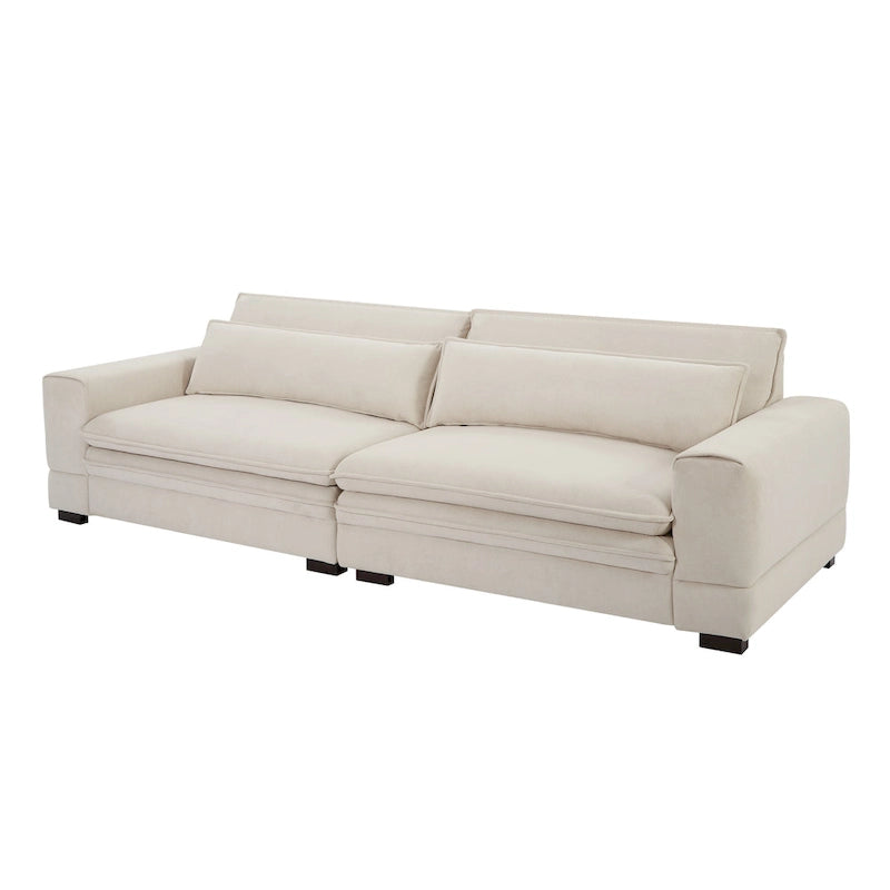 Beige Modern 104.7  Large Fabric Sofa with Lumbar Pillows
