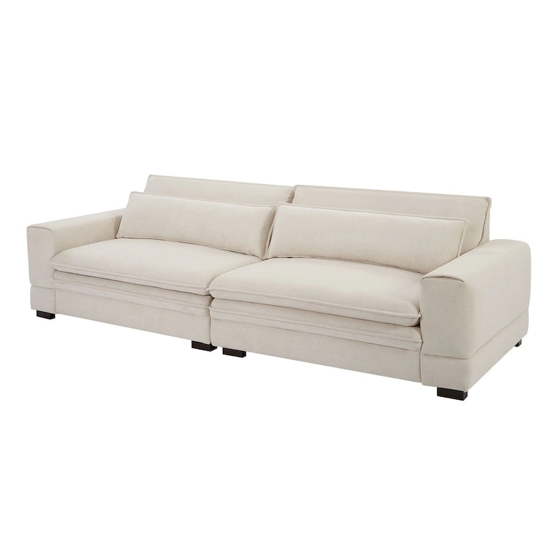 Beige Modern 104.7  Large Fabric Sofa with Lumbar Pillows