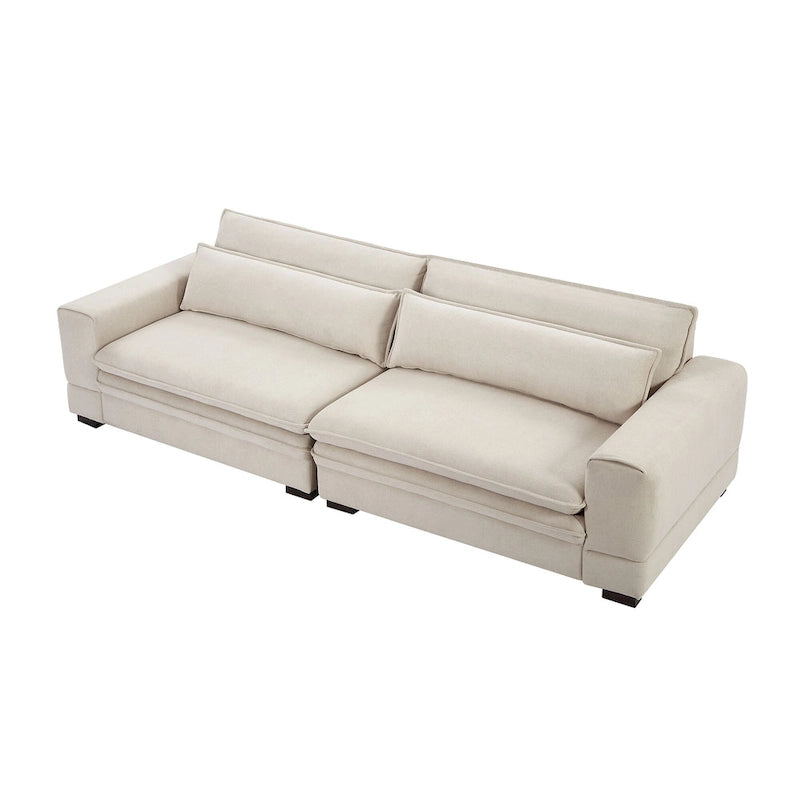 Beige Modern 104.7  Large Fabric Sofa with Lumbar Pillows