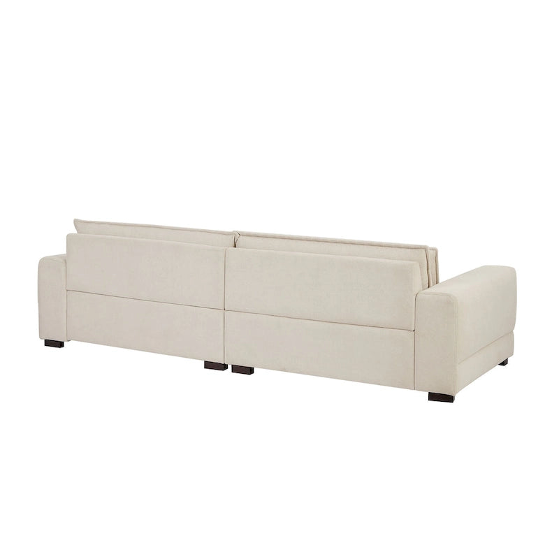 Beige Modern 104.7  Large Fabric Sofa with Lumbar Pillows