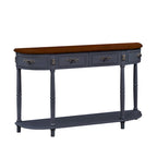 52 inch Circular Half Moon Sofa Table with Open Shelf and 2 Drawers