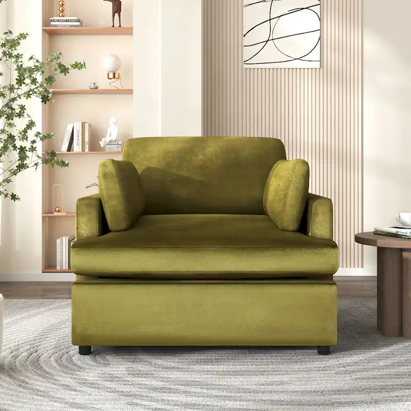 37  Accent Chair with Plastic Legs and Decorative Pillows