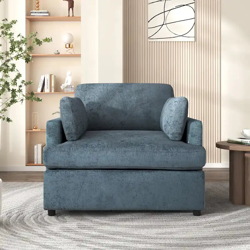 37  Accent Chair with Plastic Legs and Decorative Pillows