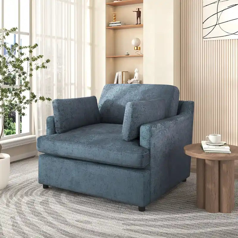 37  Accent Chair with Plastic Legs and Decorative Pillows