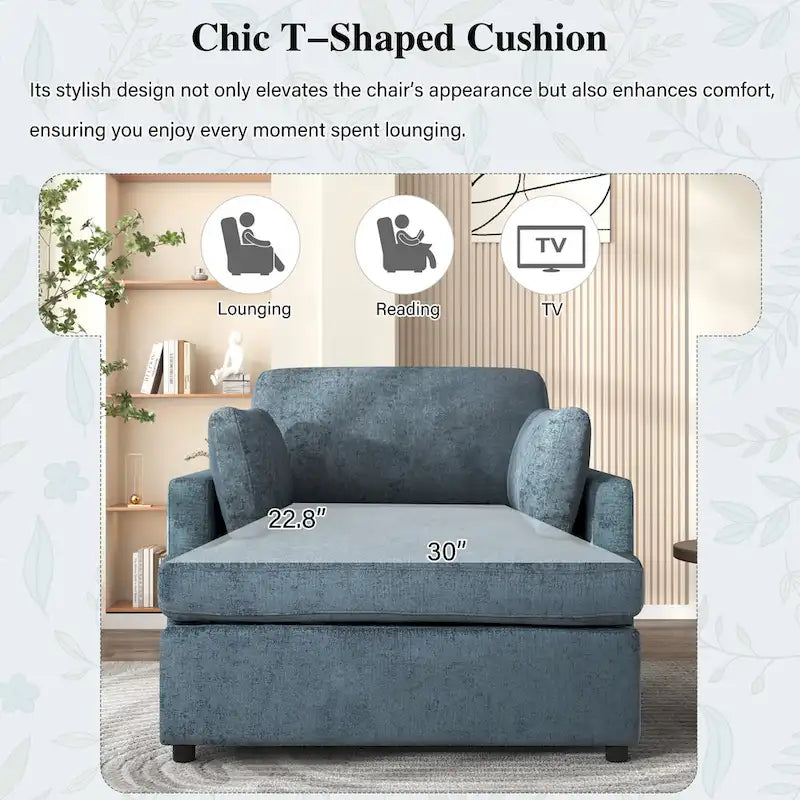 37  Accent Chair with Plastic Legs and Decorative Pillows
