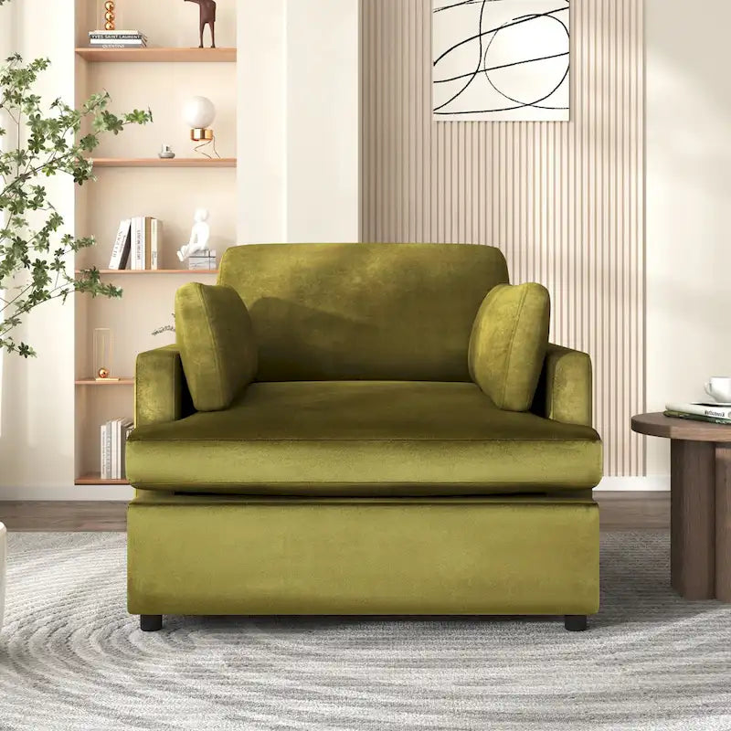 37  Accent Chair with Plastic Legs and Decorative Pillows