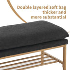 Linen Upholstered Storage Shoe Bench