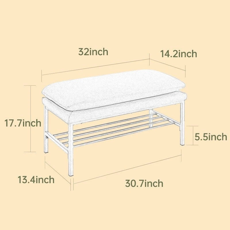 Linen Upholstered Storage Shoe Bench