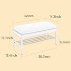 Linen Upholstered Storage Shoe Bench