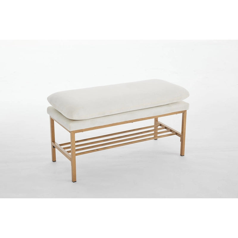 Linen Upholstered Storage Shoe Bench