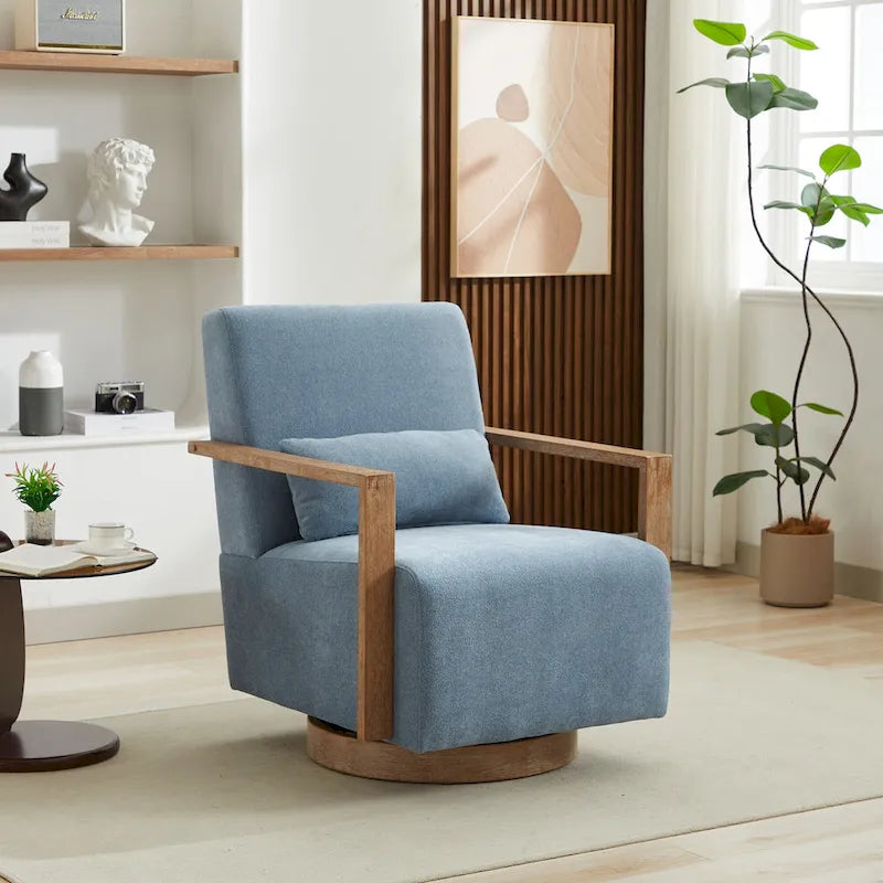 30.31  Linen Blend Upholstered 360 Swivel Accent Chair