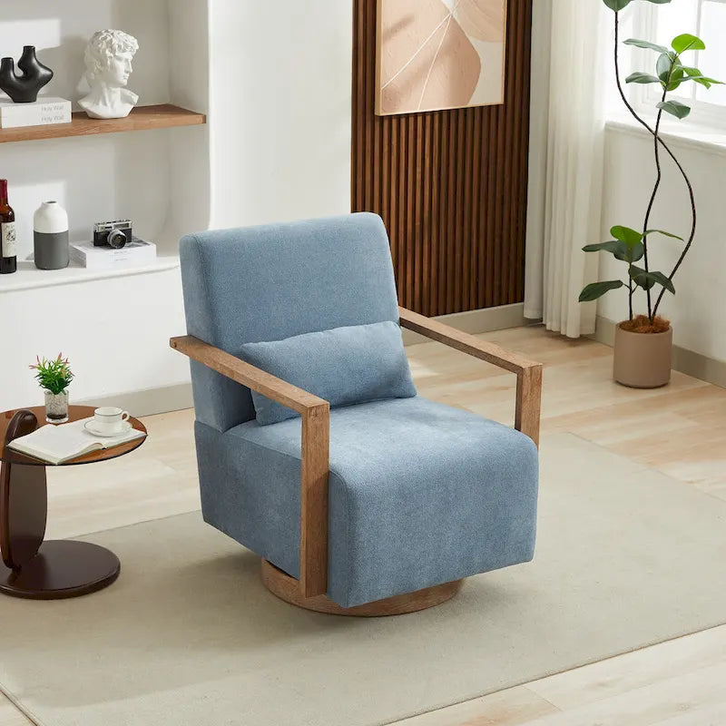 30.31  Linen Blend Upholstered 360 Swivel Accent Chair