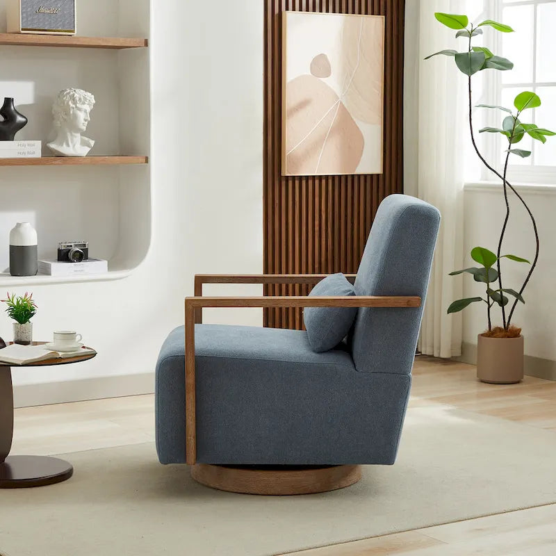 30.31  Linen Blend Upholstered 360 Swivel Accent Chair