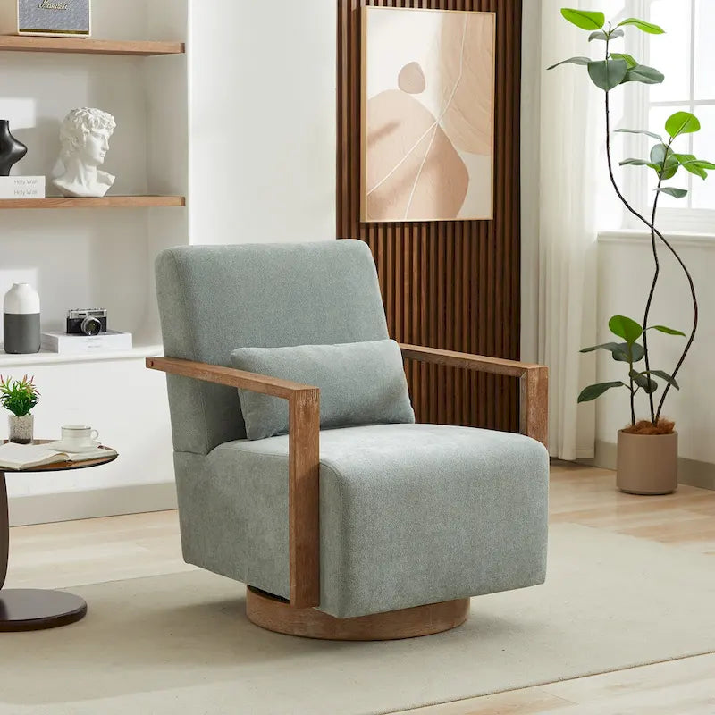 30.31  Linen Blend Upholstered 360 Swivel Accent Chair