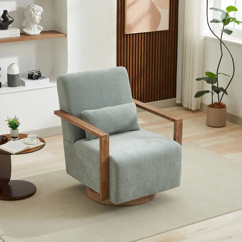 30.31  Linen Blend Upholstered 360 Swivel Accent Chair