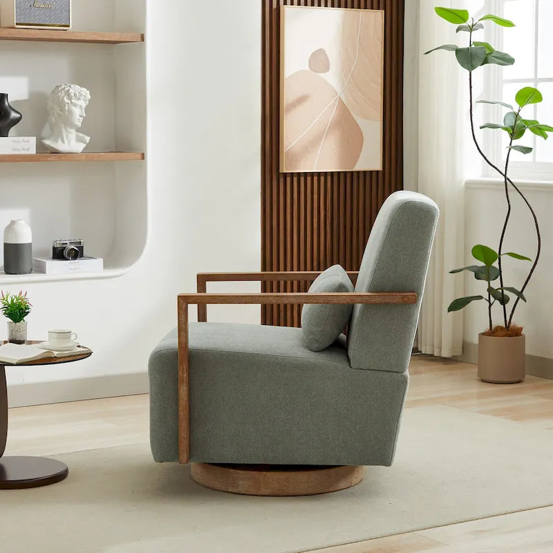 30.31  Linen Blend Upholstered 360 Swivel Accent Chair