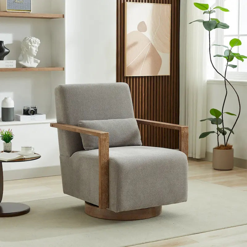 30.31  Linen Blend Upholstered 360 Swivel Accent Chair