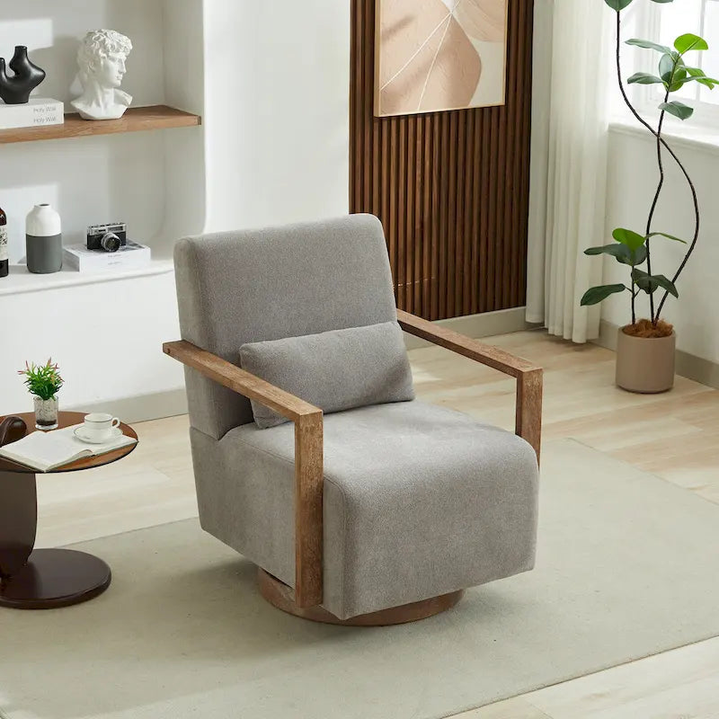 30.31  Linen Blend Upholstered 360 Swivel Accent Chair