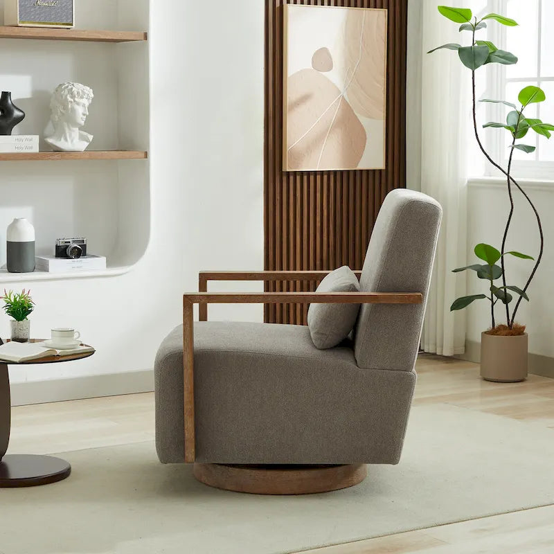 30.31  Linen Blend Upholstered 360 Swivel Accent Chair