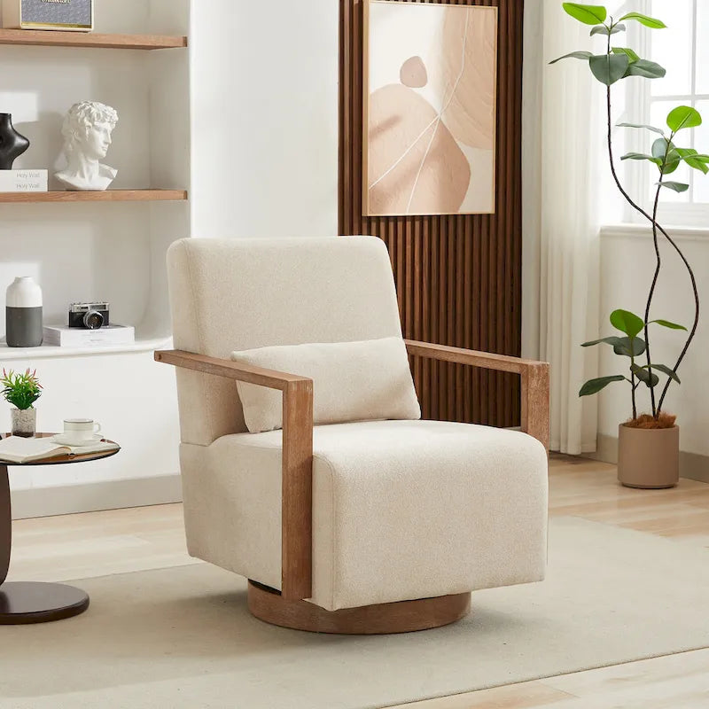 30.31  Linen Blend Upholstered 360 Swivel Accent Chair