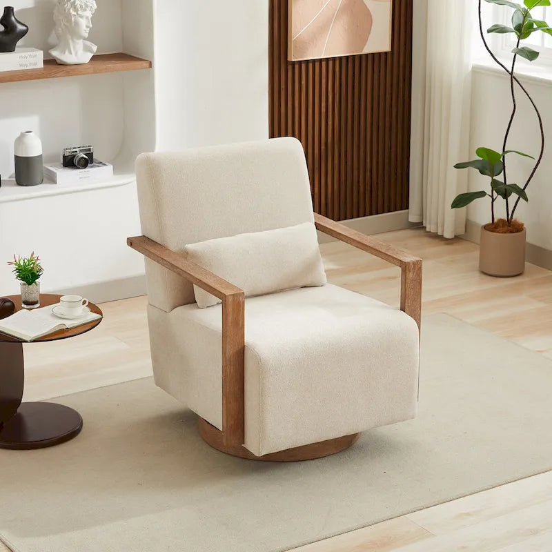 30.31  Linen Blend Upholstered 360 Swivel Accent Chair