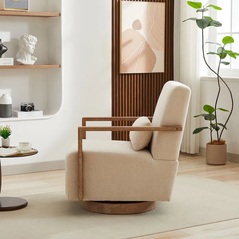 30.31  Linen Blend Upholstered 360 Swivel Accent Chair