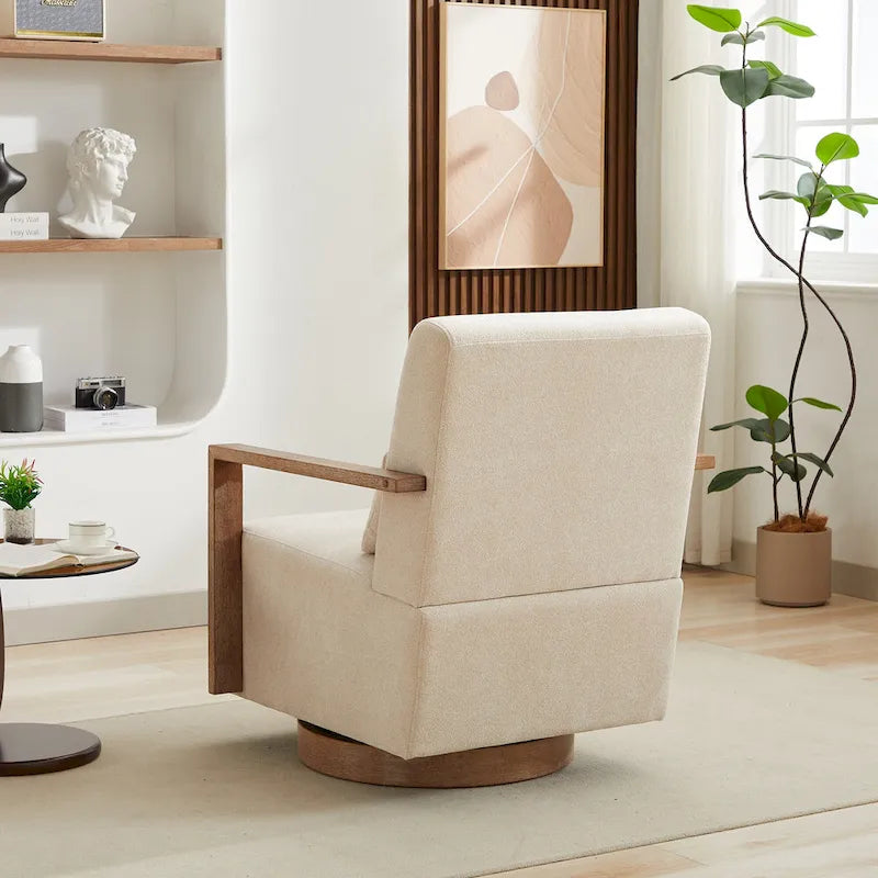30.31  Linen Blend Upholstered 360 Swivel Accent Chair