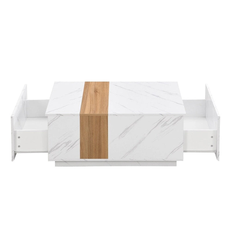 Coffee Table with 2 Storage Drawers and Wood Grain Finish