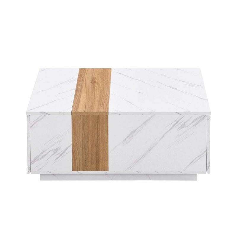 Coffee Table with 2 Storage Drawers and Wood Grain Finish