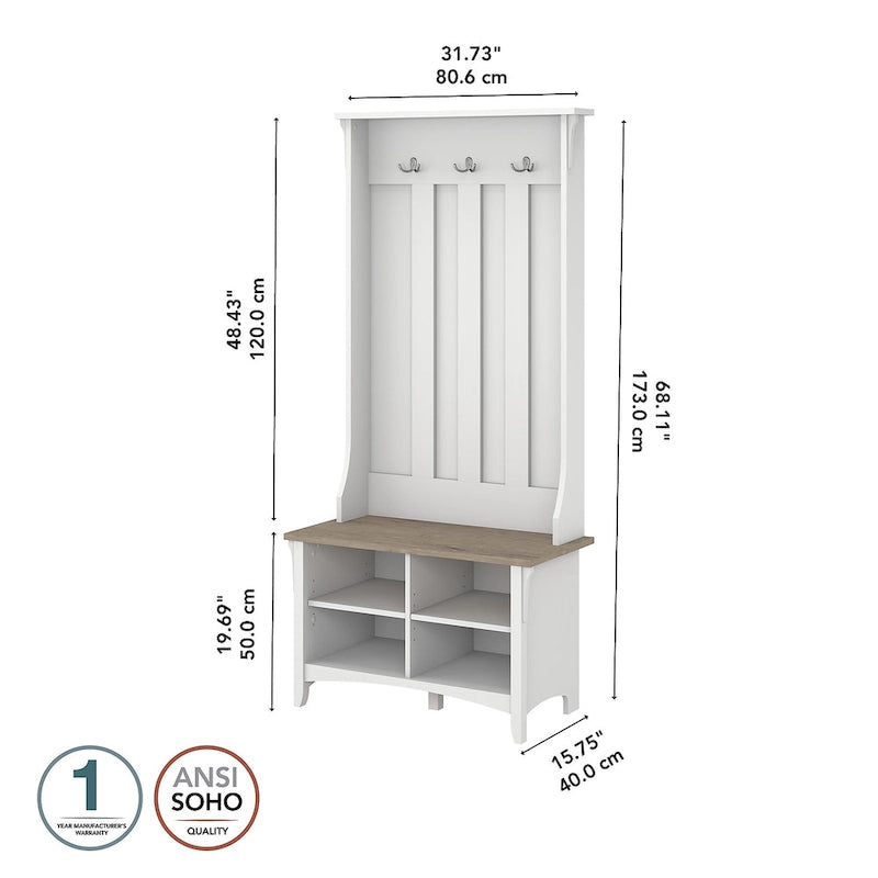 Salinas Hall Tree with Shoe Storage Bench by Bush Furniture