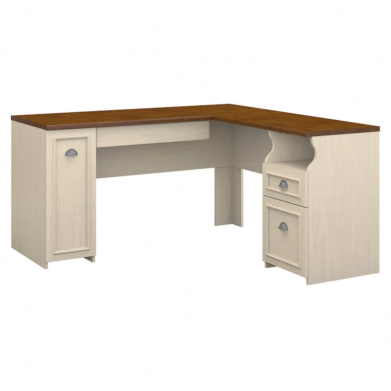 Fairview 60W L Shaped Desk with Drawers and Storage by Bush Furniture