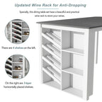 Counter Height 5-Piece Dining Set with Wine Rack, 4 Upholstered Chairs