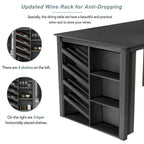 Counter Height 5-Piece Dining Set with Wine Rack, 4 Upholstered Chairs