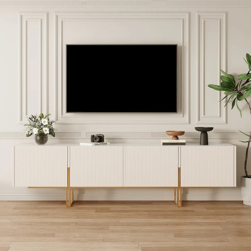 78.7  TV Stand, Entertainment Center with Faux Marble Top