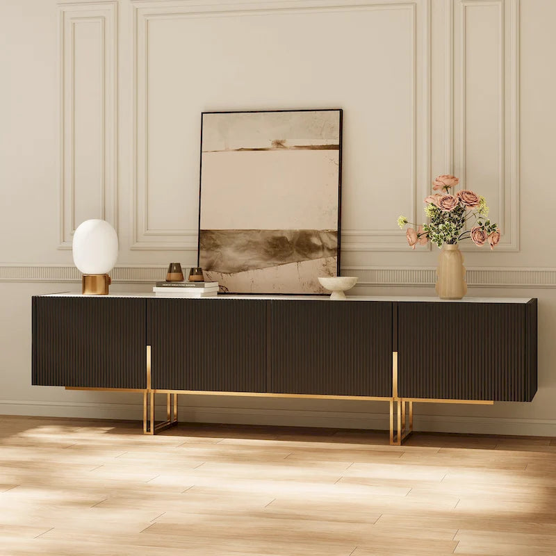 78.7  TV Stand, Entertainment Center with Faux Marble Top