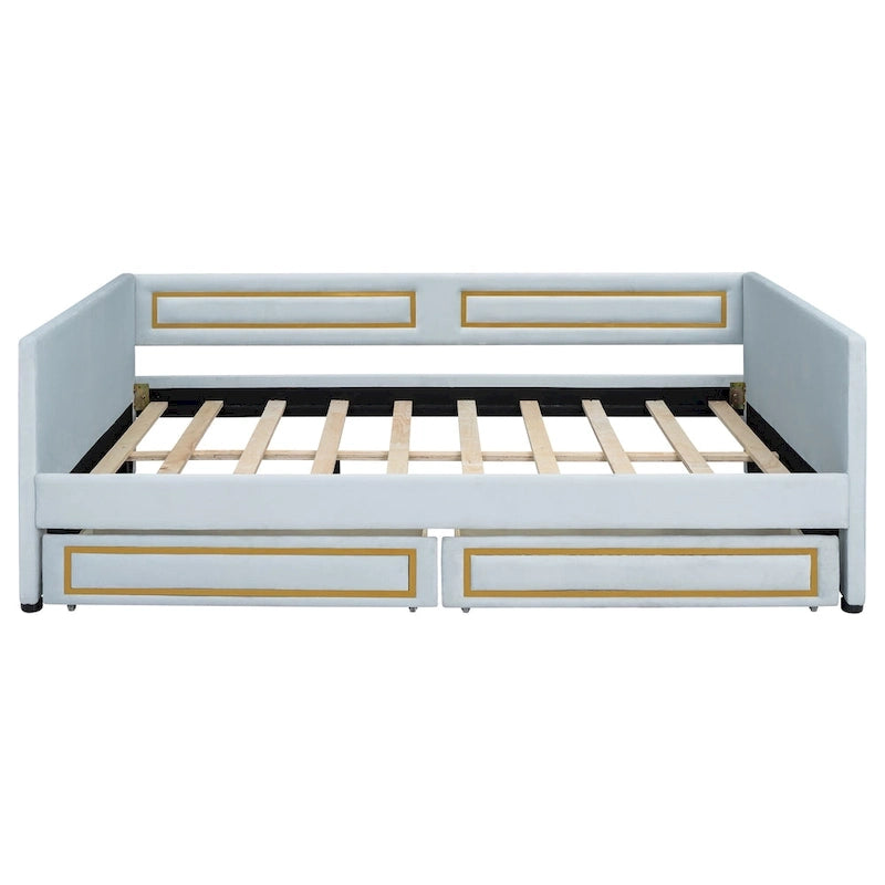 Full Size Upholstery Daybed with Two Storage Drawers