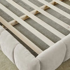 King Size Upholstered Bed Frame with Chenille Fabric, Sturdy Platform Bed Featuring Headboard and Solid Wood Frame