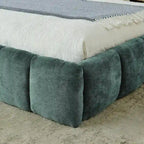 King Size Upholstered Bed Frame with Chenille Fabric, Sturdy Platform Bed Featuring Headboard and Solid Wood Frame